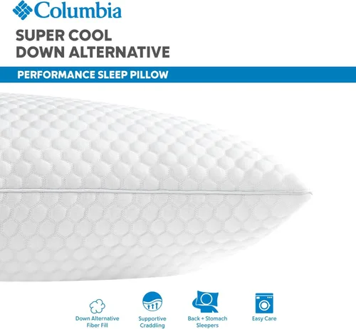 Vista 2 de Almohada Columbia Comfort Ice Fiber Side Sleeper Down Alternative con relleno de fibra de poliéster, funda transpirable de doble cara