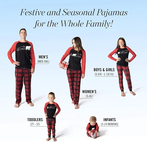 Vista 2 de JumpOff Jo - Matching Family, Mens, Womens, Kids, Infant Pajamas Set, Sizes Infant-Adult 2XL, Bear, Christmas Designs