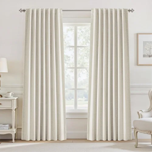 Vista 47 de Cortinas opacas de 54 pulgadas de largo para dormitorio, sala de estar, cortinas beige con aislamiento térmico, oscurecimiento de la habitación
