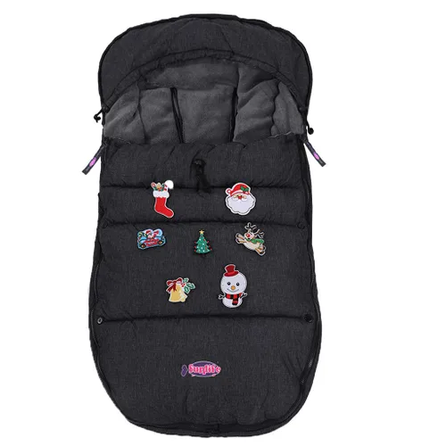 Vista 8 de Bolsa impermeable para cochecito de invierno para niños, ancho ajustable, antisuciedad, área de pies abierta, con capucha, todas las características