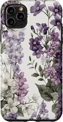 Vista 13 de White Violet Purple Lavender Lilac Floral Funda de flores botánicas para iPhone 17