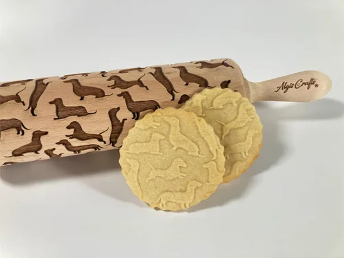 Vista 2 de Rodillo de grabado con patrón de salchichas en relieve, rodillo grabado con patrón de perros