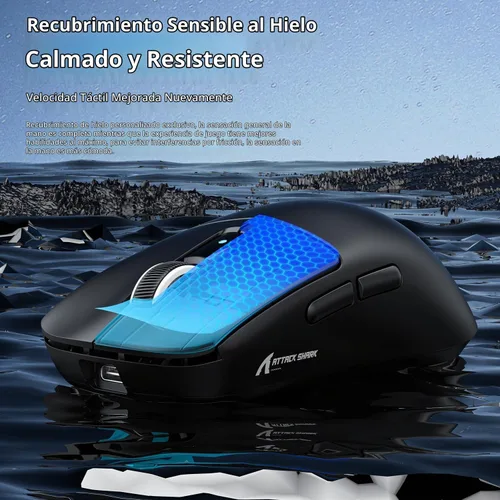 Vista 3 de ATTACK SHARK R6 - Ratón inalámbrico para juegos, 38G ultra ligero modo de viaje 2.4G/USB-C/Bluetooth para juegos con sensor PAW3950MAX, 42000 DPI