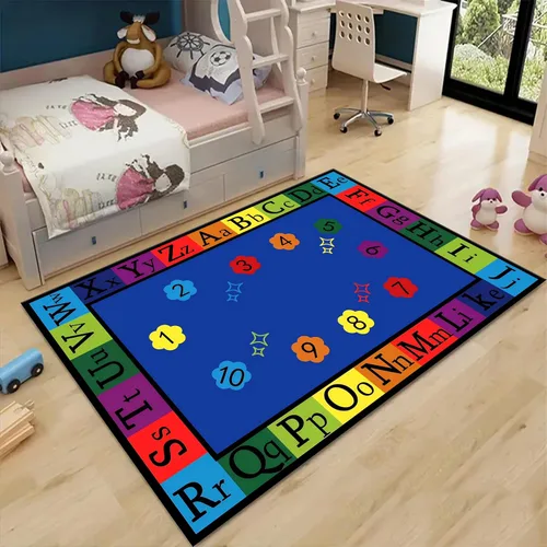 Vista 14 de Alfombras de área para niños, 3 x 4 pies, alfabeto, números y formas, alfombra de aprendizaje educativa para niños para sala de juegos, sala