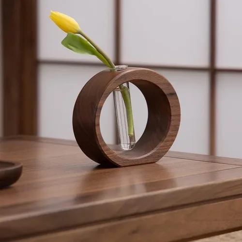 Vista 7 de WONQEXZ Jarrón de mesa, moderno jarrón de propagación de macetas bohemias, macetas de interior para decoración de escritorio, florero de madera