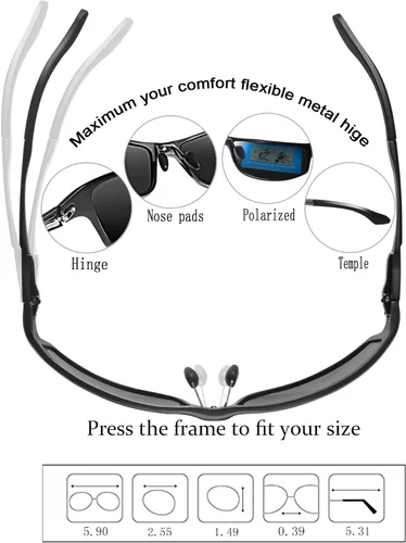 Vista 4 de BIRCEN Gafas de sol polarizadas para hombre protección UV, tonos azules y negros para hombre, conducción deportiva con marco de metal Al-Mg