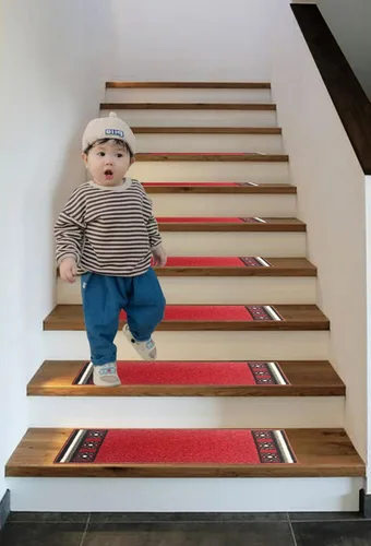 Vista 8 de Gloria Alfombra antideslizante de goma trasera para escaleras, alfombrillas antideslizantes para escaleras, juego de 7 (8.5 x 26 pulgadas)