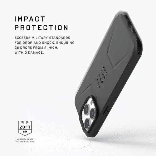 Vista 3 de URBAN ARMOR GEAR UAG - Funda compatible con iPhone 15 Pro Max de 6.7 pulgadas, color negro civil, imán integrado, compatible con carga MagSafe
