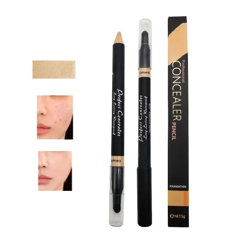 Vista 11 de AKARY Lápiz corrector facial de doble cara 2 en 1, corrector de cejas de doble cara, lápiz iluminador de cejas, corrector profesional impermeable