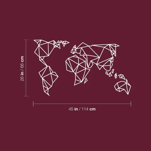 Vista 3 de Calcomanía de vinilo para pared, mapa geométrico del mundo, 26 x 45 pulgadas, diseño minimalista de países del mundo inspiradores de buenas