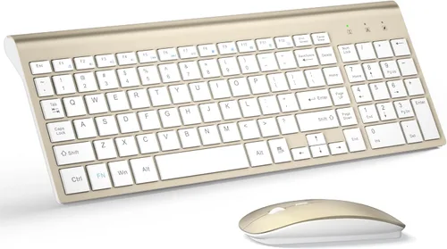 Vista 8 de Combo de teclado y mouse inalámbrico ultradelgado, TopMate 2.4G, mouse USB compacto silencioso de 2400DPI y teclado con interruptor de tijera