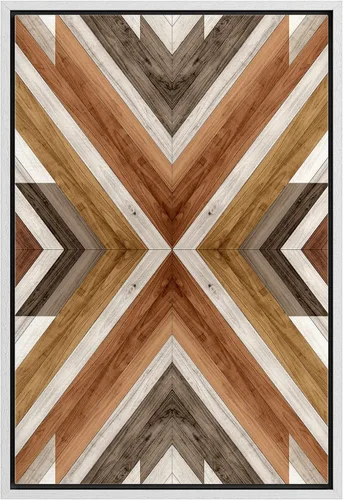 Vista 37 de IDEA4WALL Lienzo enmarcado para pared, decoración occidental, collage de polígonos de diamantes, paneles geométricos abstractos de madera, arte