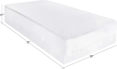 Vista 2 de Masirs Funda de colchón con cremallera - Impermeable, transpirable, silenciosa, lavable a máquina, suave parte superior de rizo para un cómodo sueño