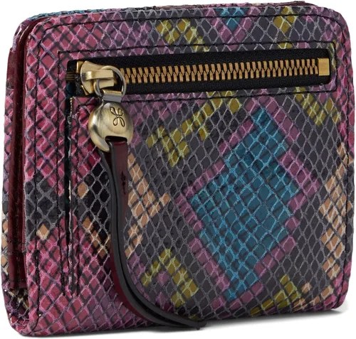 Vista 2 de HOBO Max Mini billetera plegable para mujer, construcción de cuero con cierre a presión, hermosa y funcional cartera para mujer, Mosaico Serpiente