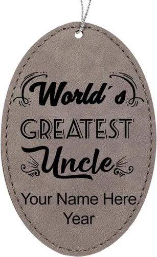 Vista 11 de LaserGram Adorno de Navidad personalizado, el tío más grande del mundo, piel sintética, idea de regalo personalizada grabada con láser