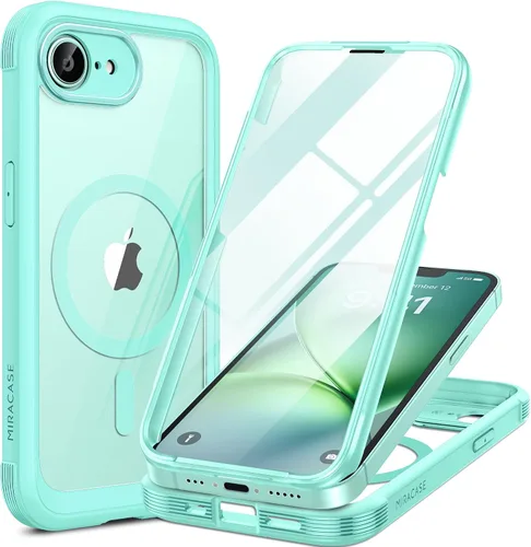 Vista 63 de Miracase - Funda magnética para iPhone 13 Pro Max de 6.7 pulgadas (compatible con MagSafe), transparente, completo, protector de pantalla de vidrio