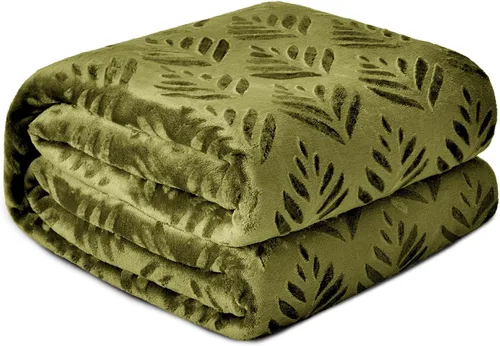 Vista 20 de Exclusivo Mezcla Manta de Vellón Tamaño King para Cama, Mantas Súper Suaves y Acogedoras para Uso Durante Todas las Estaciones, Patrón de Hojas