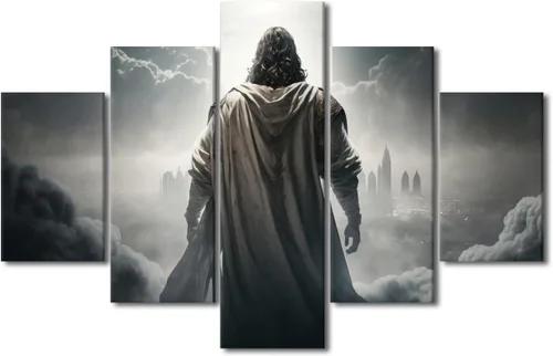 Vista 37 de Lienzo decorativo para pared de sala de estar, impresión retro con luz de esperanza de Jesús, 1 panel, póster de lienzo moderno para dormitorio