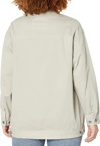 Vista 3 de Levi's Chaqueta de camionero larga de algodón de gran tamaño para mujer (talla estándar y grande), Rojo