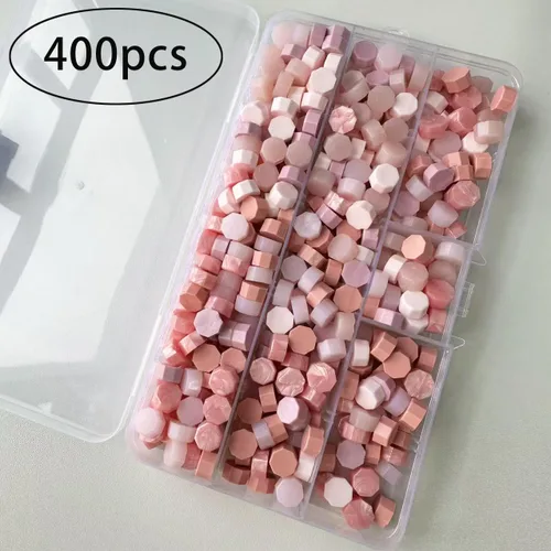Vista 2 de 400 cuentas de sellado de cera rosa para sello de cera (rosa)