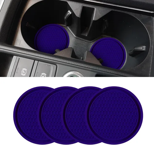 Vista 17 de Posavasos para el automóvil, alfombrilla antideslizante y a prueba de golpes incorporada, inserto de portavasos universal de silicona, portavasos