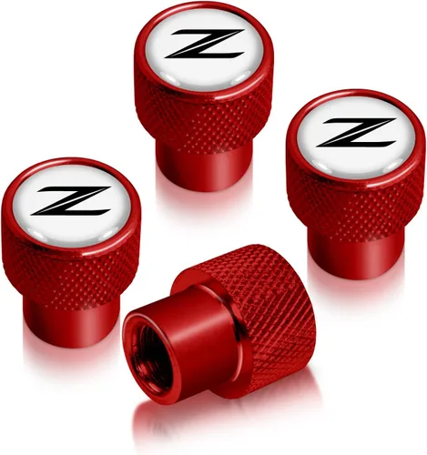 Vista 5 de iPick Image Para Nissan 370Z Z Logo en blanco sobre tapas de vástago de válvula de neumático de aluminio negro