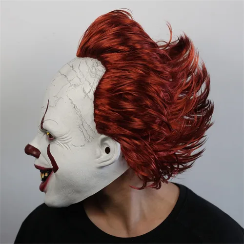 Vista 8 de LePrSty Scary Halloween IT Clown Mask Creepy Clown Masks Cosplay Prop Decoration