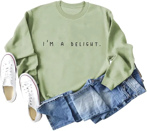 Vista 2 de Drahwal I'M A Delight - Sudadera de manga larga para mujer, casual, inspiradora, ligera, positiva, blusa