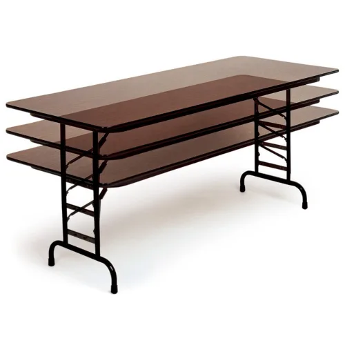 Vista 4 de Correll CFA2448M 01 - Mesa plegable de melamina de altura ajustable, rectangular, 24 pulgadas de ancho x 48 pulgadas de largo x 22 a 32 pulgadas