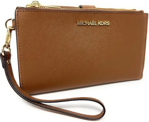 Vista 2 de Michael Kors Cartera de viaje con cremallera doble para mujer, de piel saffiano, Equipaje (marrón)