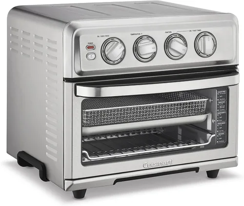 Vista 3 de Cuisinart Freidora de aire + horno tostador de convección, horno 8-1 con opciones para hornear, parrilla, asar y calentar, acero inoxidable, TOA-70