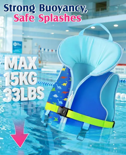 Vista 3 de HeySplash Chaleco de natación para niños pequeños, flotadores para niños de 22 a 44 libras/22 a 55 libras, chaqueta de natación para niños