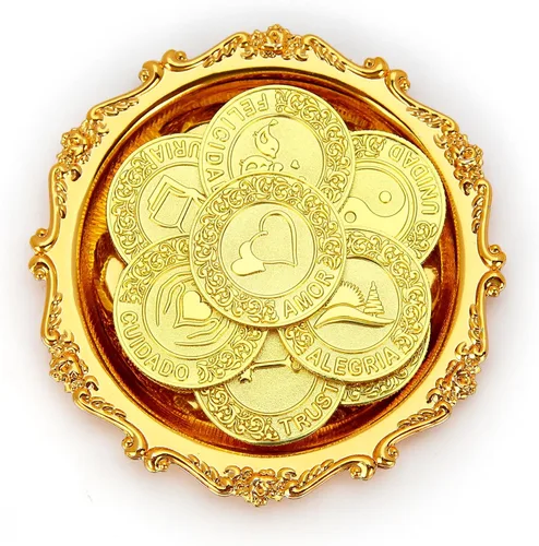 Vista 10 de TINGKU Juego de 13 Monedas de Unidad para Ceremonia de Boda Arras de Boda con Bandeja Placa Boda Arrhae Moneda Católica