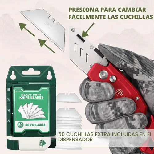 Vista 7 de M MEEPO 2-Pack Box Cutter, Heavy Duty Folding Utility Knife, with 50 Blades