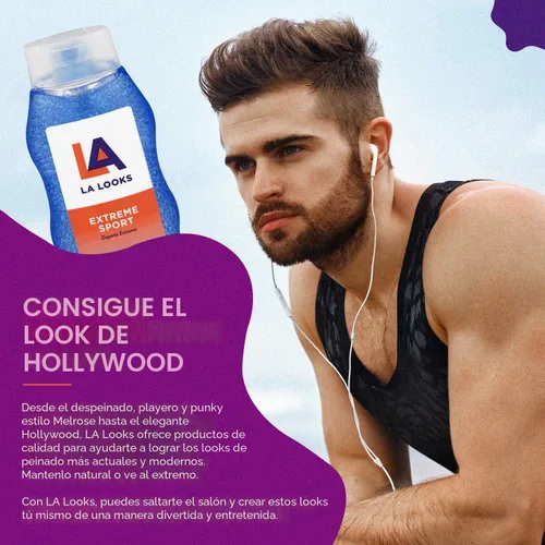 Vista 4 de LA Looks Styling Gel para el cabello, deporte extremo, 20 onzas, soporte para actividades de alto rendimiento