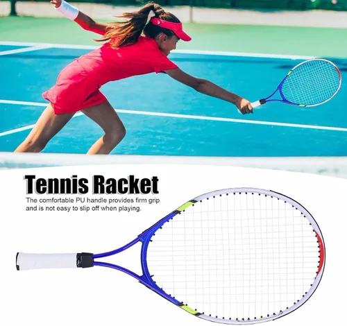 Vista 5 de Raqueta de tenis, raqueta de tenis recreativa para adultos, marco de aleación de aluminio, raqueta de tenis para adolescentes, juego de raqueta