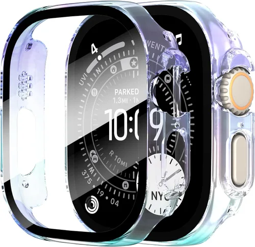 Vista 28 de Diruite Juego de 2 fundas para Apple Watch Series 3/2/1 de 38mm, protector de pantalla de vidrio templado ultradelgado de todo alrededor para iWatch