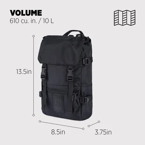 Vista 2 de Topo Designs Unisex Rover Pack Mini Negro/Negro Talla única