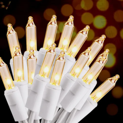Vista 6 de HISHINY Juego de 100 luces de Navidad, mini luces transparentes de 21 pies, alambre blanco, para árbol de Navidad, decoración de Navidad, decoración