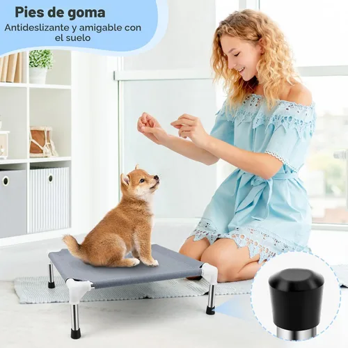 Vista 5 de Cama elevada para perros pequeños, cama de enfriamiento para perros, cama Gris-M-1
