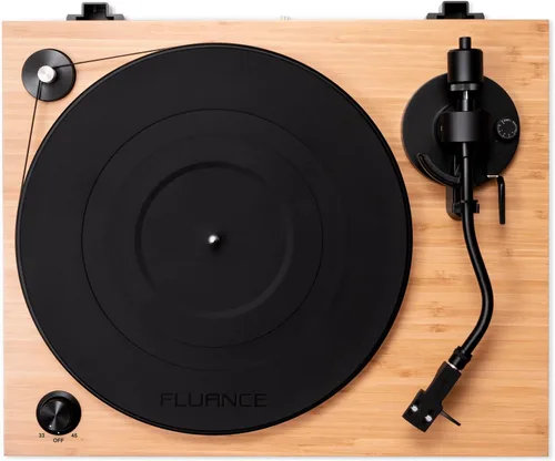 Vista 5 de Fluance RT83 Reference para tocadiscos de vinilo de alta fidelidad con cartucho Ortofon 2M Rojo, motor de control de velocidad, base de madera MDF