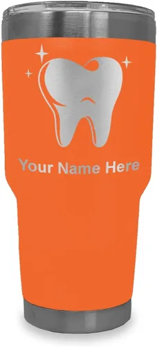 Vista 15 de LaserGram Vaso aislado al vacío de 20 onzas, con diente, grabado personalizado incluido (negro)