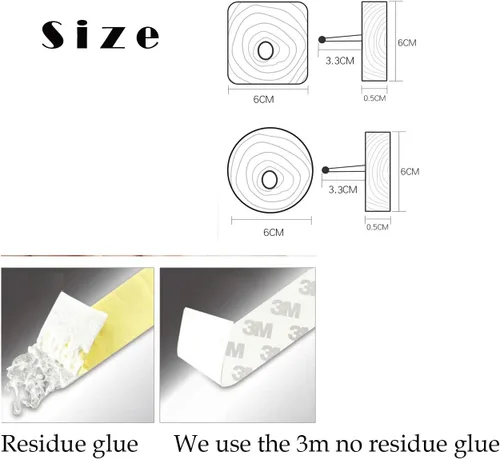 Vista 4 de Ganchos de madera para colgar en la pared, para colgar en la puerta, para ropa, autoadhesivos, para cortina de ducha de madera, gancho decorativo
