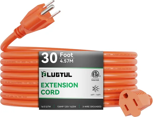 Vista 16 de Cable de extensión para exteriores de 6 pies Cable de extensión de 3 clavijas de calibre 16/3, 13A 1625 W SJTW, certificación ETL, ideal