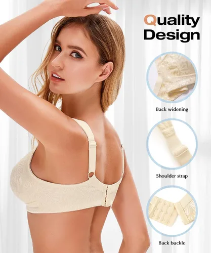 Vista 2 de Wingslove Sujetador reductor sin aros para mujer, talla grande, sin relleno, suave, figura completa