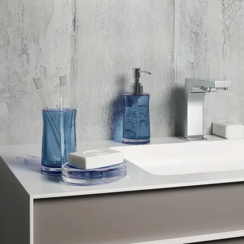 Vista 2 de Spirella Sydney Collection - Soporte para cepillos de dientes de 2.8 x 4.7 in, acrílico, azul