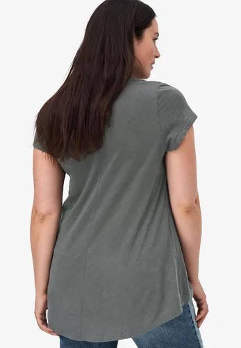 Vista 3 de Ellos Camiseta estampada Rock & Roll de talla grande para mujer