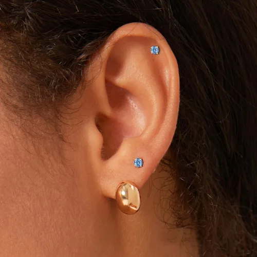 Vista 14 de 3mm Tiny CZ Flat Back Stud Earrings,14K Gold Small Screw on Cubic Zirconia Earrings for Cartilage Helix Tragus Piercing Jewelry Gift for Women Girls