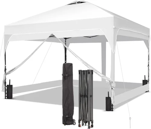 Vista 22 de GDY Tienda de campaña desplegable para exteriores de 8 x 8 pies con una configuración de empuje, kiosco de fácil instalación con 4 paredes laterales
