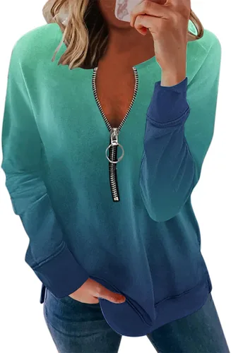 Vista 3 de Sudaderas de gran tamaño para mujer, holgadas, cuello redondo, sin botones, para otoño, con abertura lateral, ropa de moda de otoño 2023